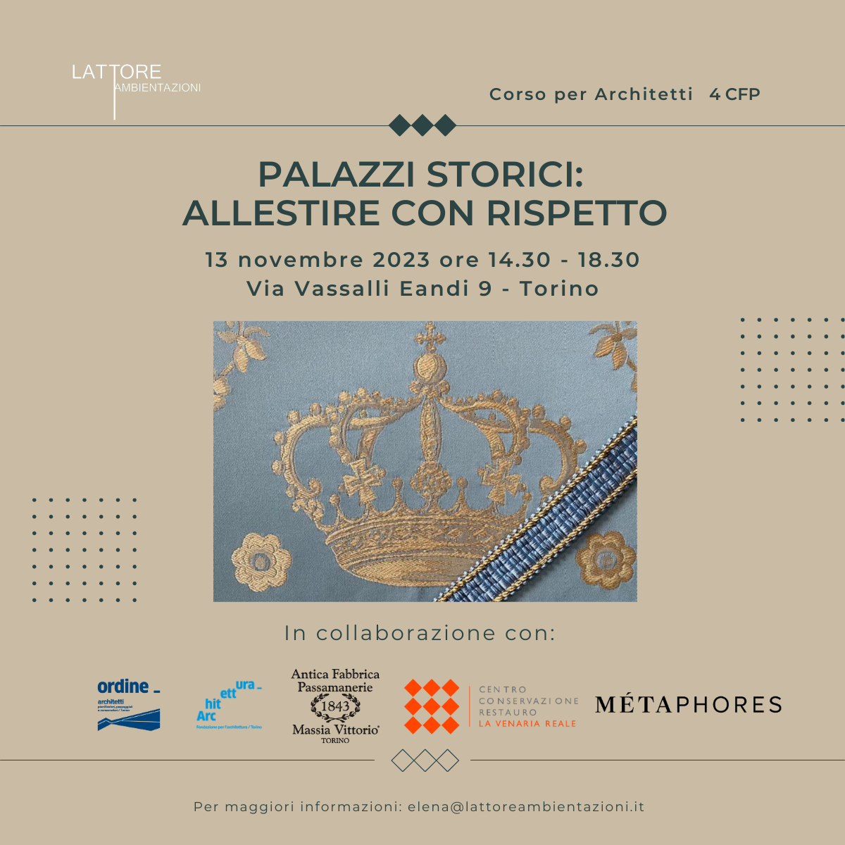 evento formativo - Palazzi storici: Allestire con rispetto evento formativo - Palazzi storici: Allestire con rispetto